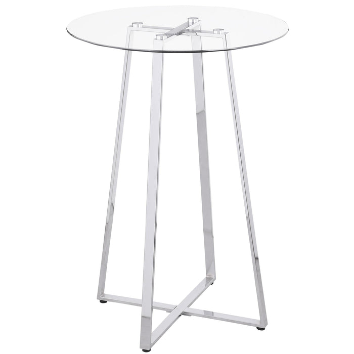 Zanella Round 30-inch Glass Top Bistro Bar Table Chrome
