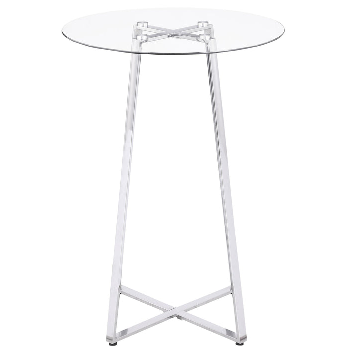 Zanella Round 30-inch Glass Top Bistro Bar Table Chrome