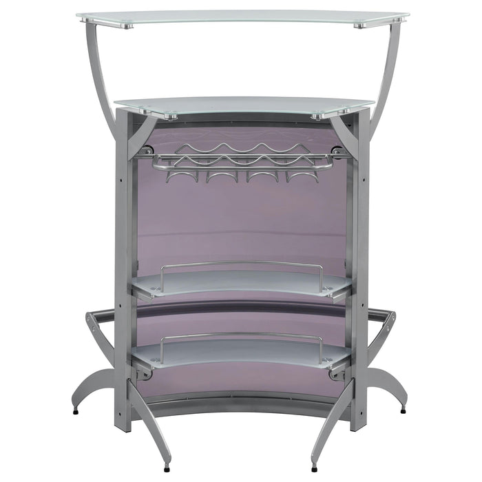 Dallas 2-shelf Curved Freestanding Home Bar Cabinet Silver