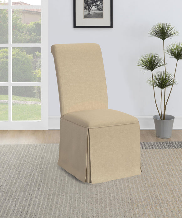 Shawna Upholstered Skirted Side Chair Light Khaki (Set of 2)
