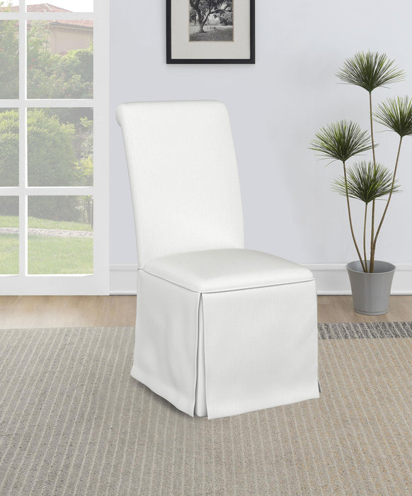 Shawna Upholstered Skirted Side Chair White (Set of 2)