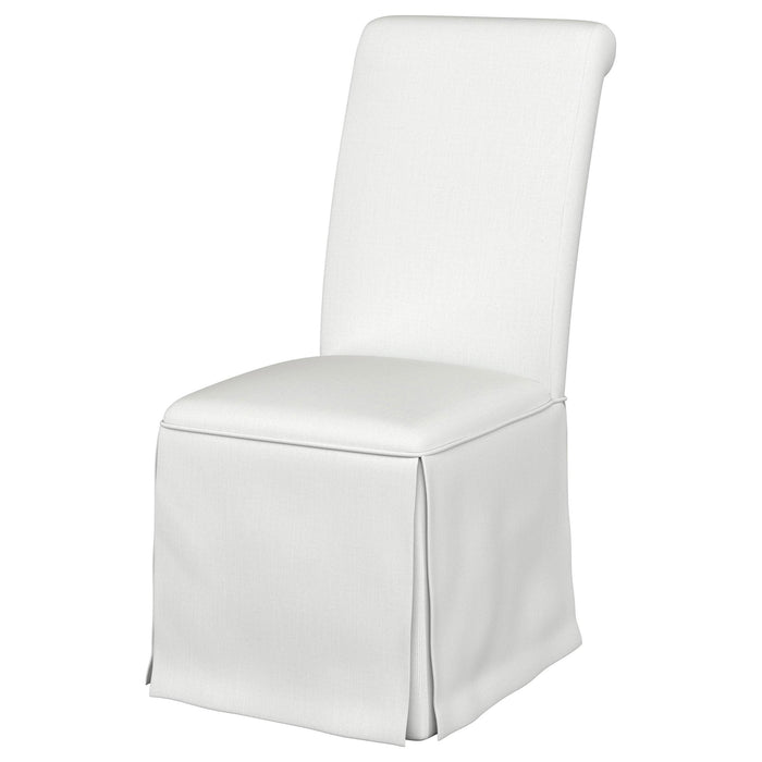 Shawna Upholstered Skirted Side Chair White (Set of 2)