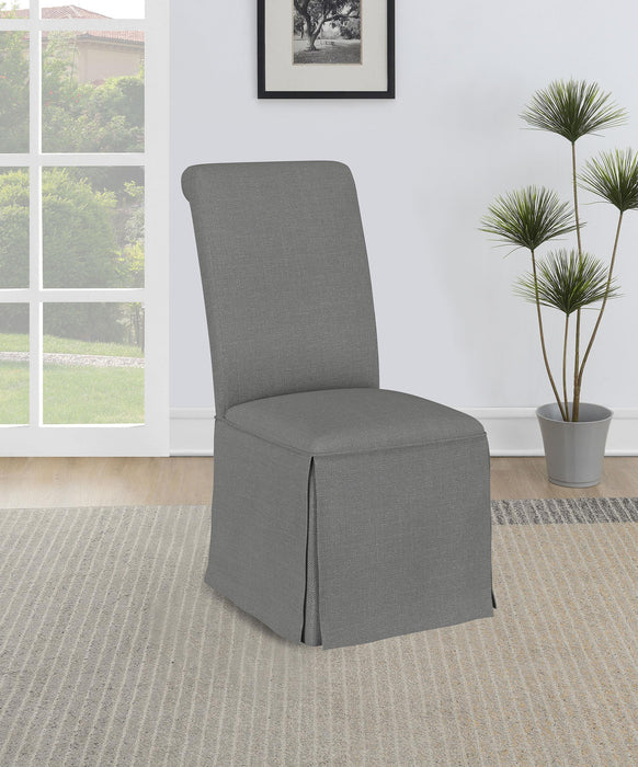 Shawna Upholstered Skirted Side Chair Light Grey (Set of 2)