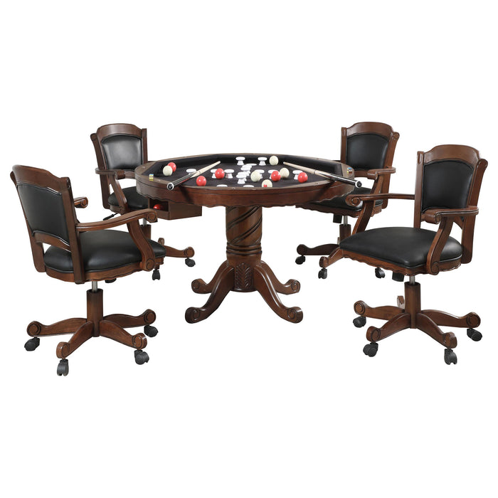 Turk 5-piece 3-in-1 Dining and Game Table Set Tobacco