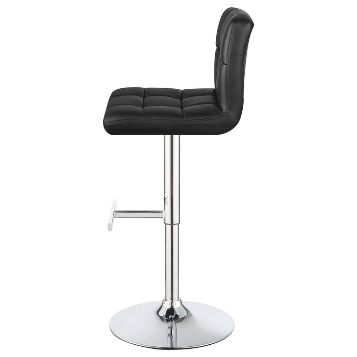 Lenny Upholstered Adjustable Bar Stool Black (Set of 2)