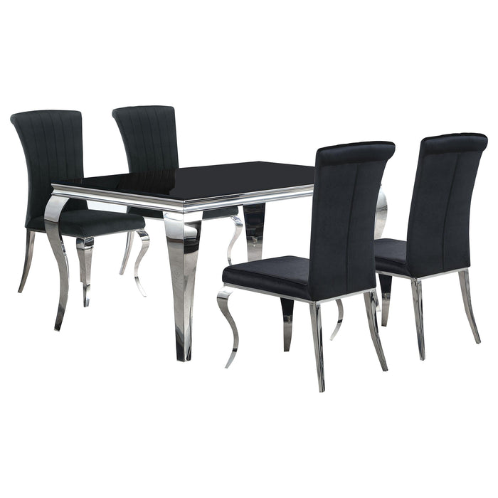 Carone 5-piece 61-inch Rectangular Black Glass Dining Set Black