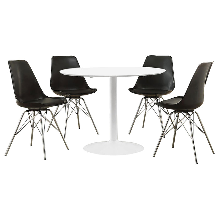 Lowry 5-piece Round Dining Table Set White and Black