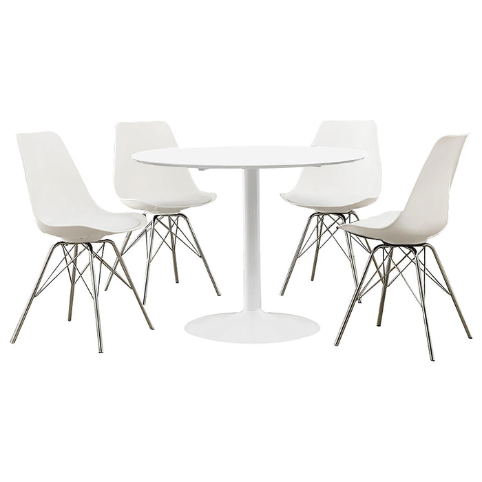 Lowry 5-piece Round Dining Table Set White