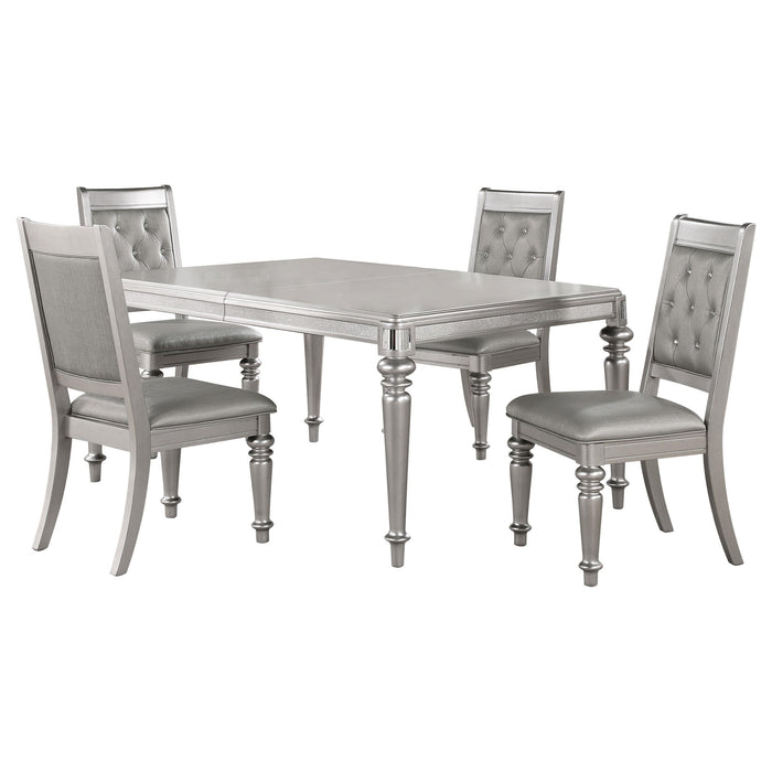 Bling Game 5-piece Rectangular Dining Set Metallic Platinum