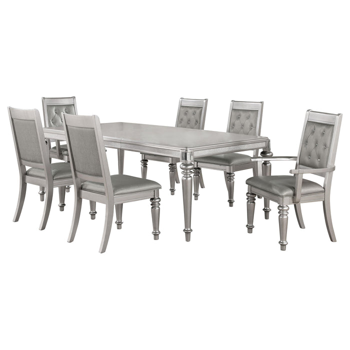Bling Game 7-piece Rectangular Dining Set Metallic Platinum