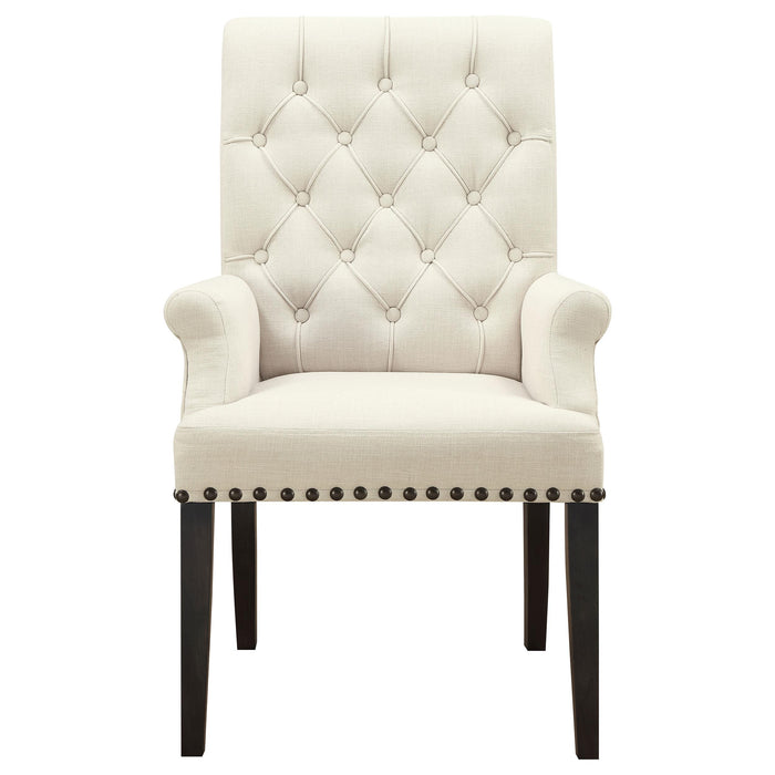 Alana Fabric Upholstered Dining Arm Chair Beige