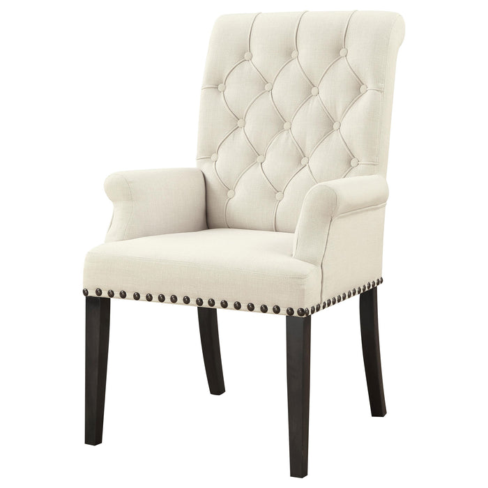 Alana Fabric Upholstered Dining Arm Chair Beige