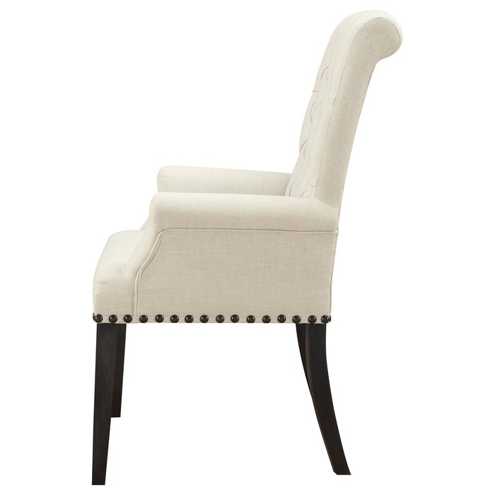 Alana Fabric Upholstered Dining Arm Chair Beige
