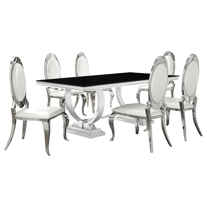 Antoine 7-piece Rectangular Glass Top Dining Set Chrome