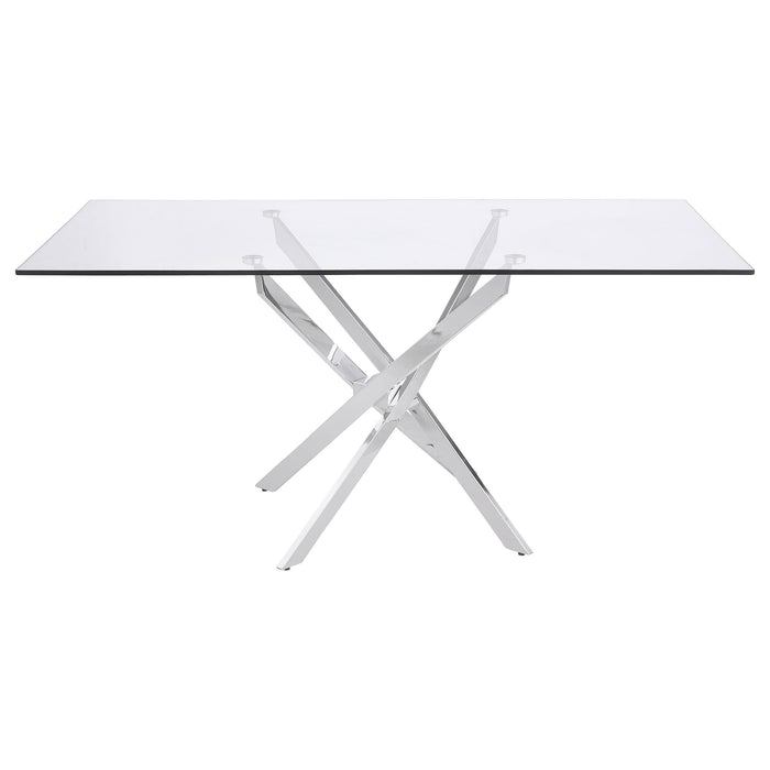 Carmelo Rectangular 66-inch Glass Top Dining Table Chrome