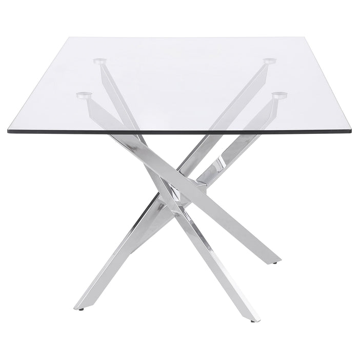 Carmelo Rectangular 66-inch Glass Top Dining Table Chrome