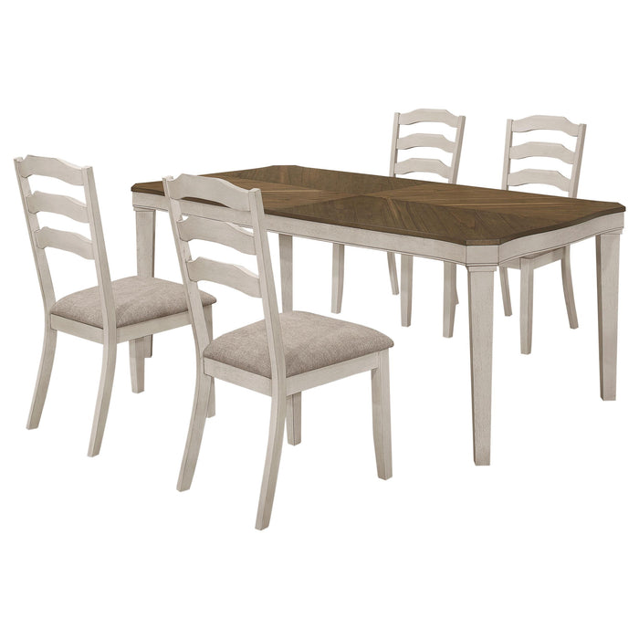 Ronnie 5-piece Rectangular Dining Table Set Rustic Cream