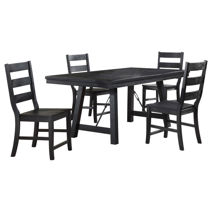 Newport 5-piece Rectangular Trestle Dining Table Set Black