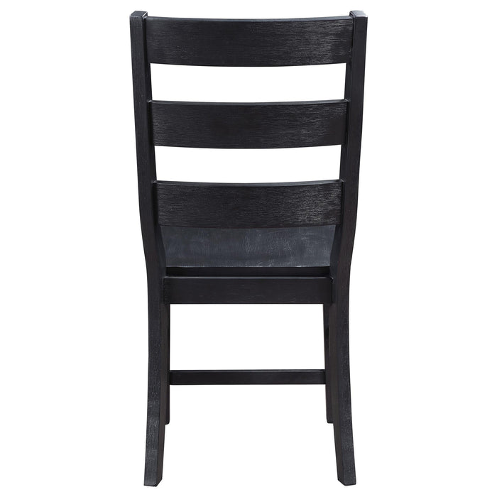 Newport Ladder Back Wood Dining Side Chair Black (Set of 2)