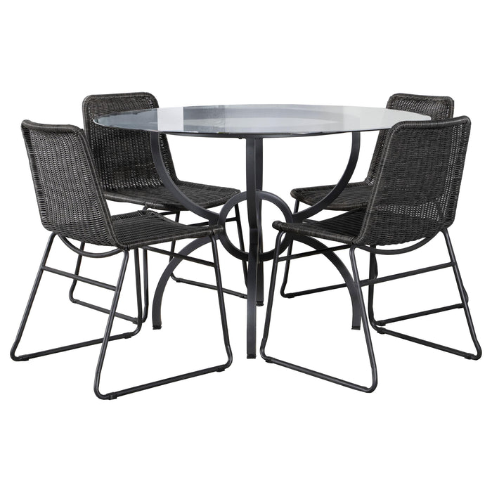 Aviano 5-piece Round Glass Top Dining Table Set Gunmetal