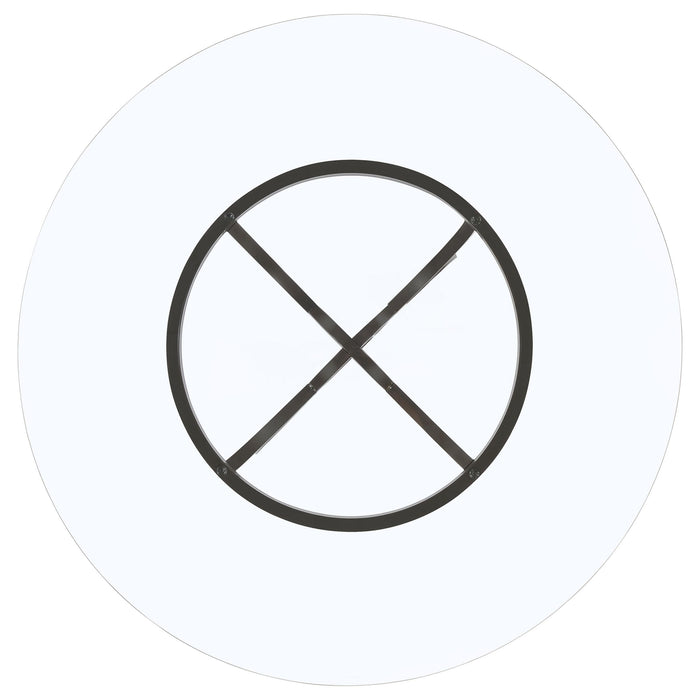 Aviano Round 48-inch Glass Top Metal Dining Table Gunmetal