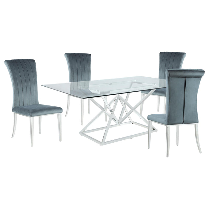 Beaufort 5-piece Rectangular Dining Set Chrome and Grey