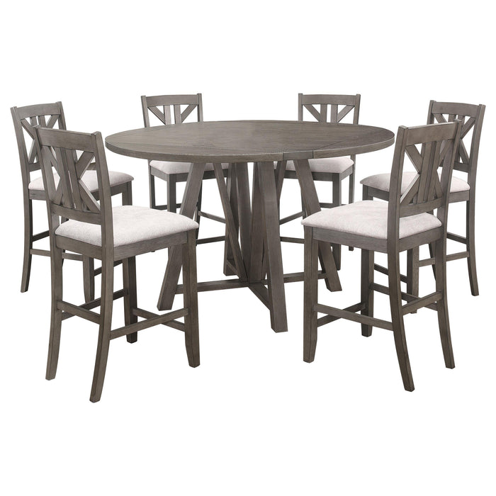 Athens 7-piece Drop Leaf Counter Height Dining Set Barn Grey