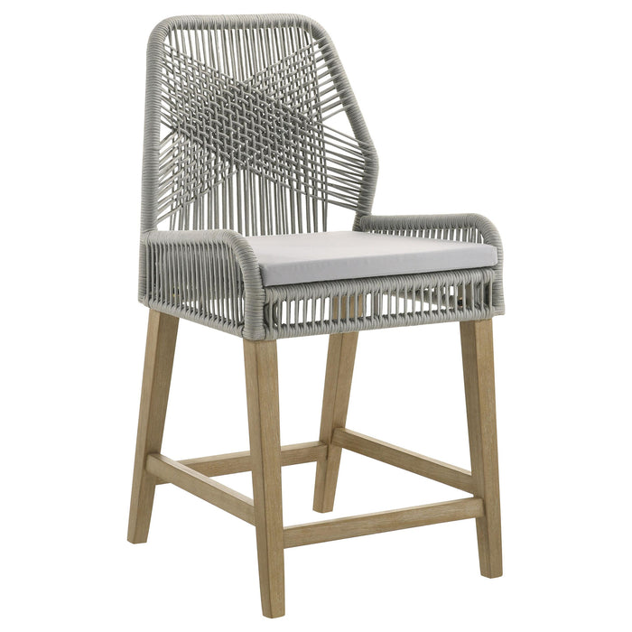 Nakia Woven Rope Counter Chair with Cushion Grey (Set of 2)