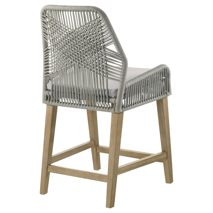 Nakia Woven Rope Counter Chair with Cushion Grey (Set of 2)