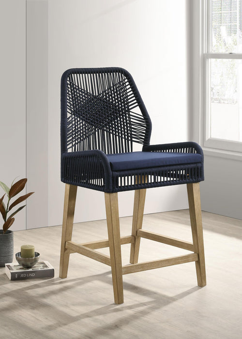 Nakia Woven Rope Counter Chair with Cushion Navy (Set of 2)