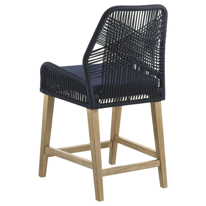 Nakia Woven Rope Counter Chair with Cushion Navy (Set of 2)
