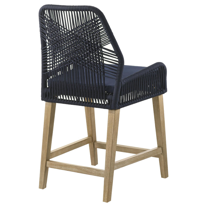 Nakia Woven Rope Counter Chair with Cushion Navy (Set of 2)