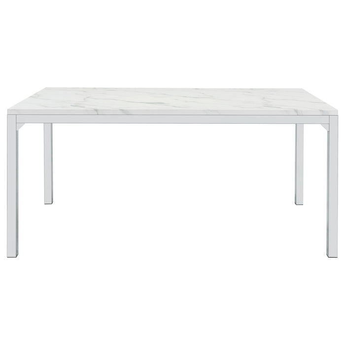 Athena Rectangular 64-inch Faux Marble Dining Table Chrome