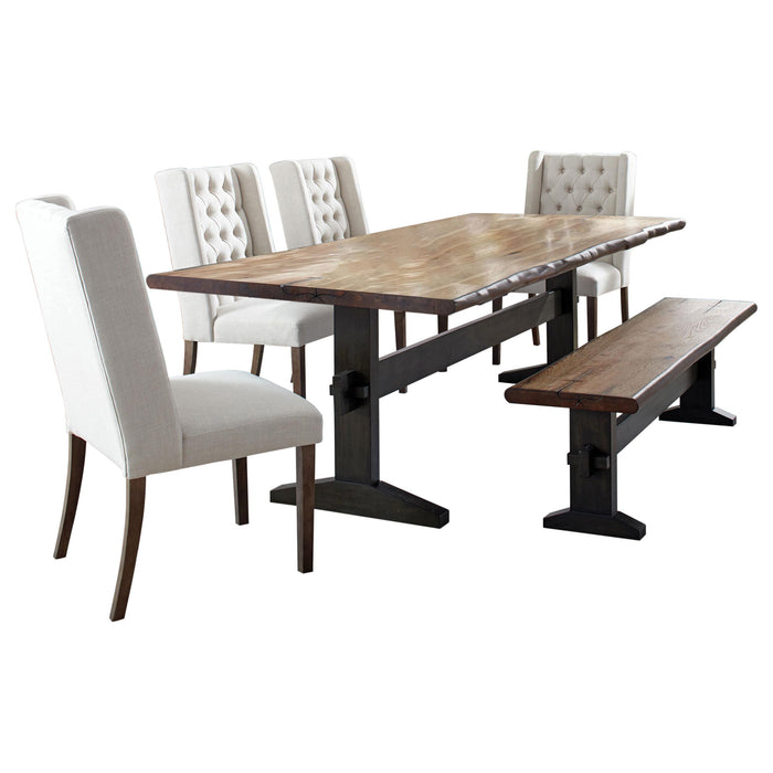 Bexley 6-piece Rectangular Live Edge Dining Table Set Honey