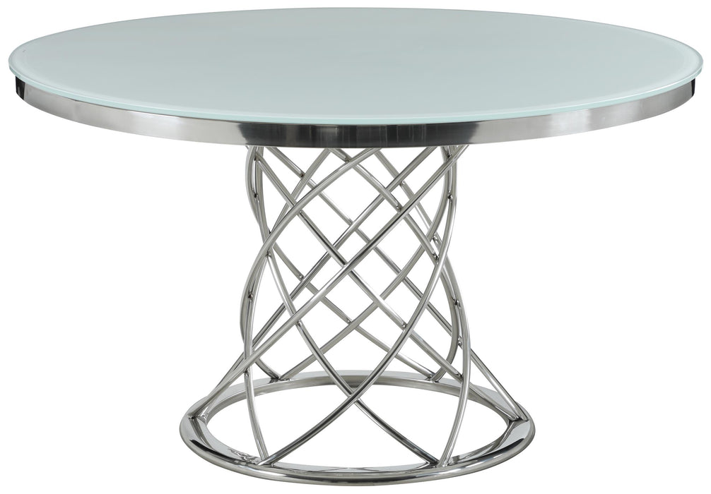 Irene 5-piece Round Glass Top Dining Set White and Chrome