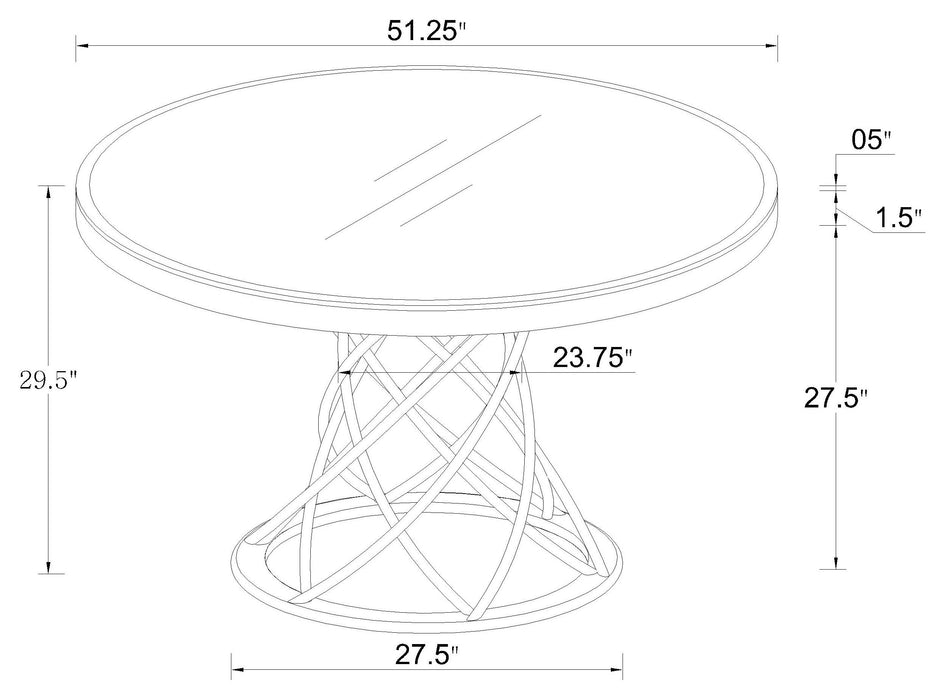 Irene 5-piece Round Glass Top Dining Set White and Chrome
