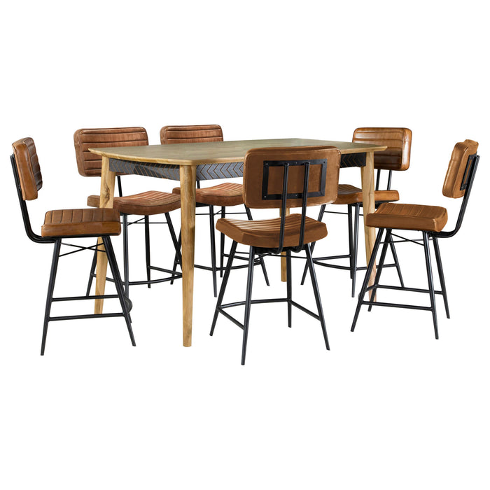 Partridge 7-piece Counter Dining Set Sheesham and Camel