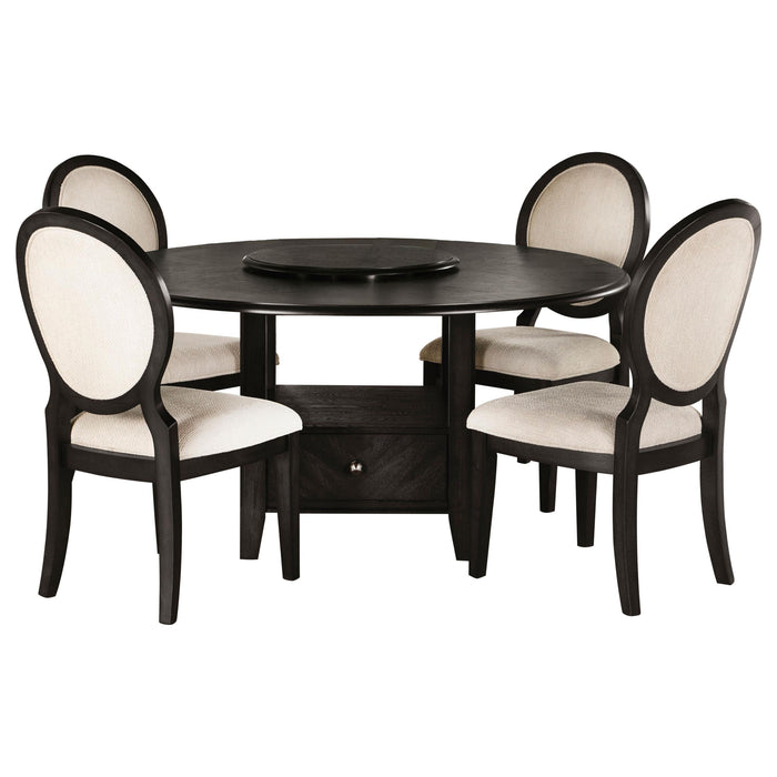 Twyla 5-piece Round Storage Base Dining Table Set Dark Cocoa