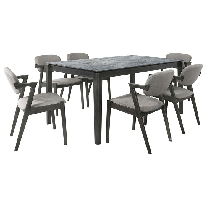 Stevie 7-piece Rectangular Dining Table Set Grey and Black