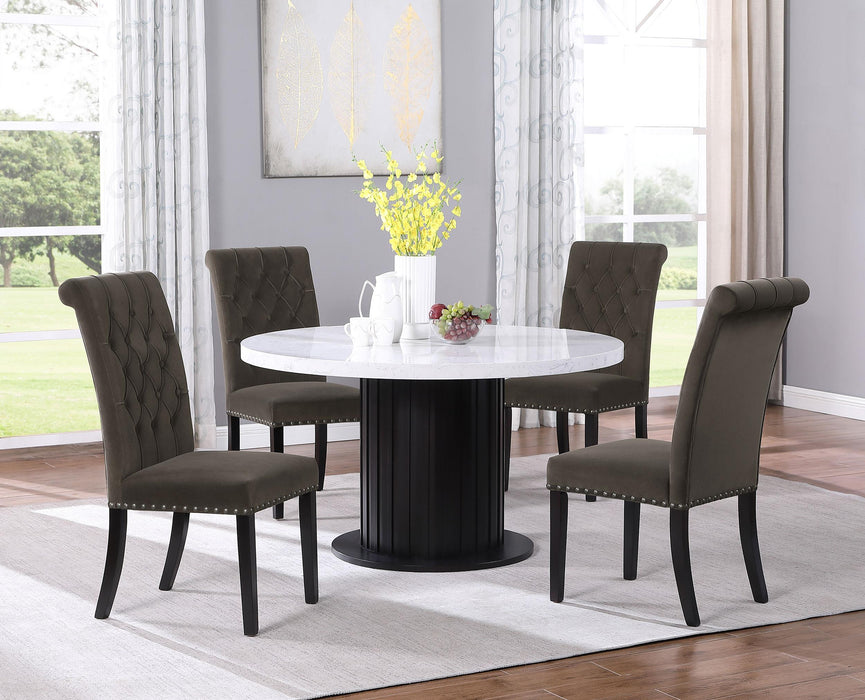 Alana Velvet Upholstered Dining Side Chair Brown (Set of 2)