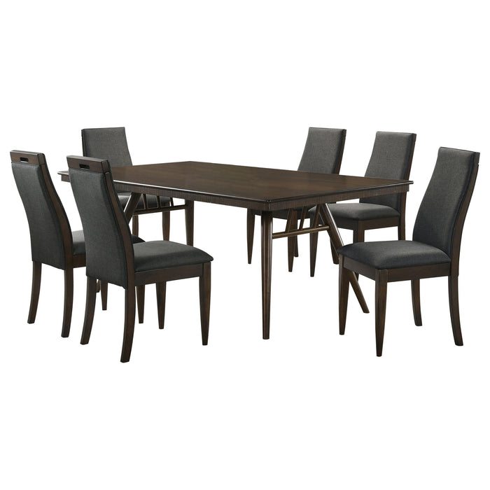 Wes 7-piece Rectangular Dining Table Set Dark Walnut