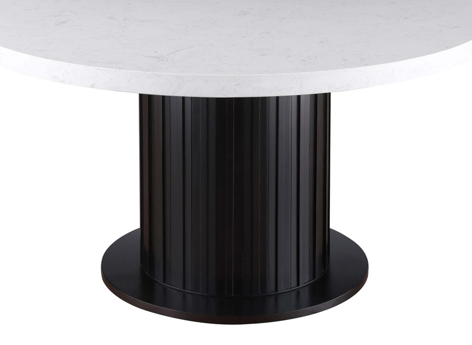 Sherry Round 54-inch Marble Top Dining Table Rustic Espresso