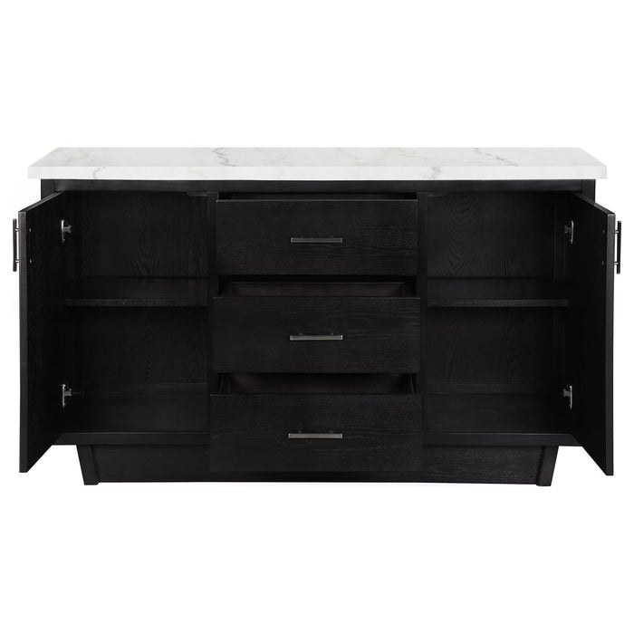 Sherry 3-drawer Marble Top Sideboard Buffet Rustic Espresso