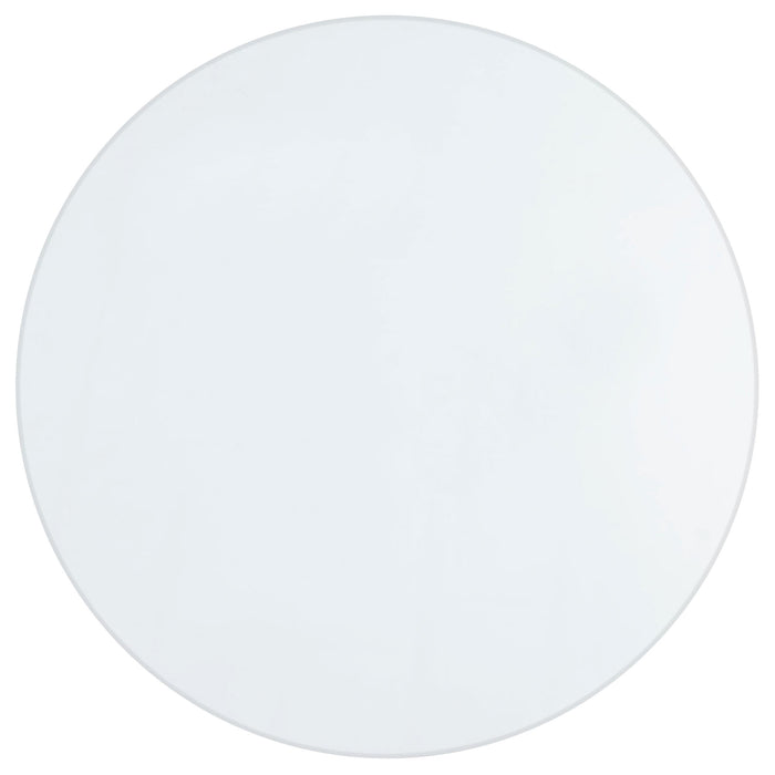 Quinn Round 52-inch Glass Top Mirrored Dining Table Silver