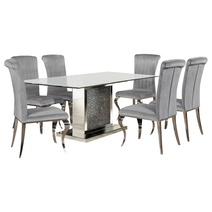 Marilyn 5-piece Rectangular Mirrored Dining Table Set Grey