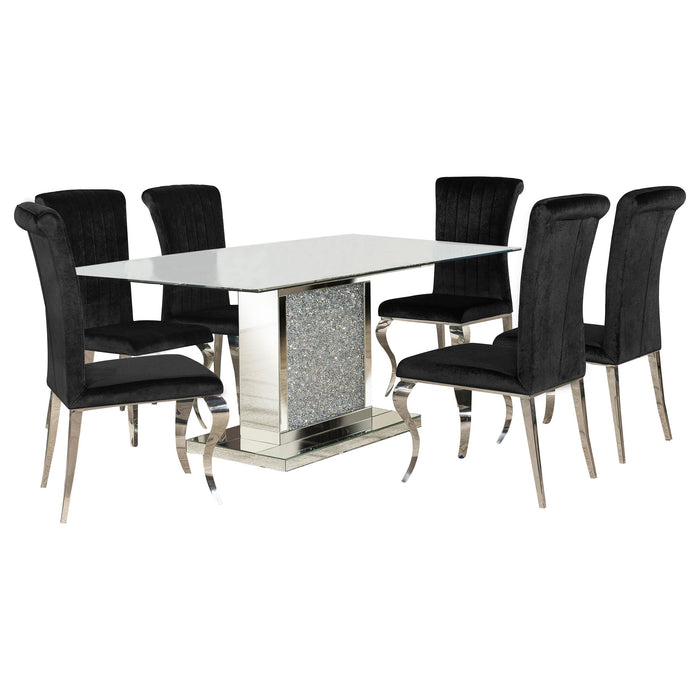 Marilyn 5-piece Rectangular Mirrored Dining Table Set Black