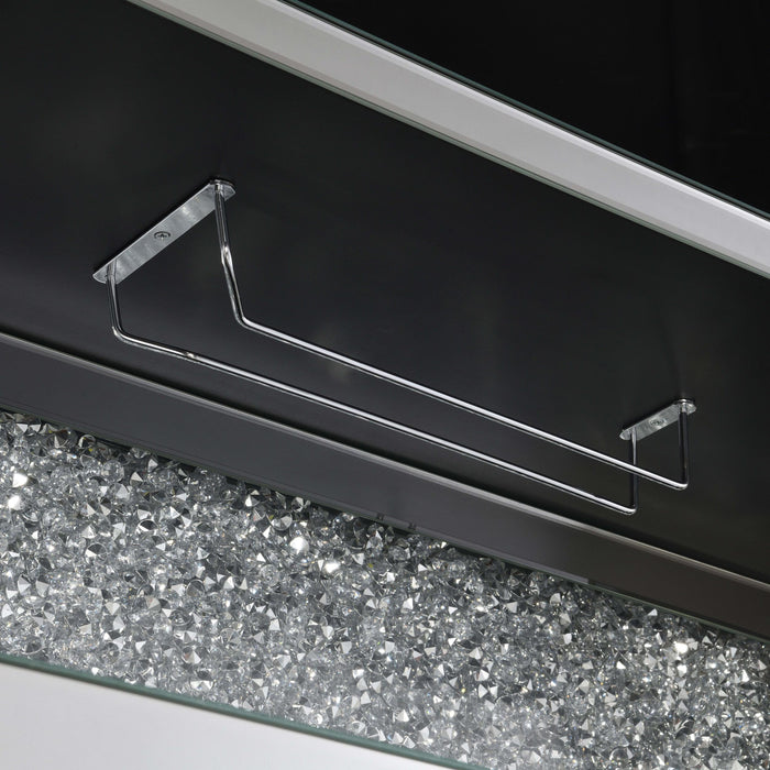 Yvaine 2-door Mirrored Acrylic Home Bar Wine Cabinet Silver