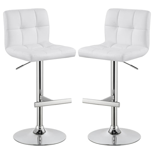 Lenny Upholstered Adjustable Bar Stool White (Set of 2)