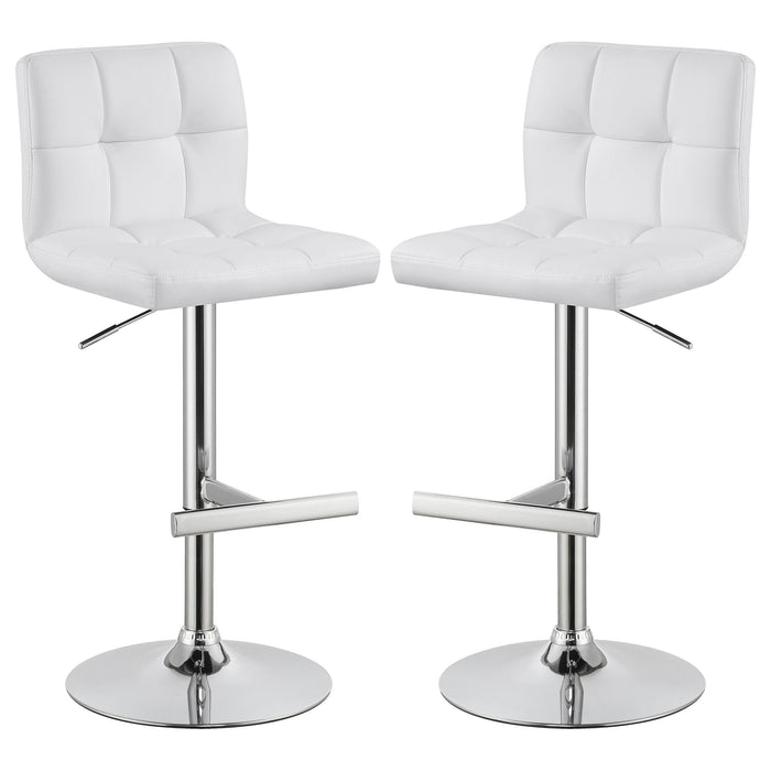 Lenny Upholstered Adjustable Bar Stool White (Set of 2)