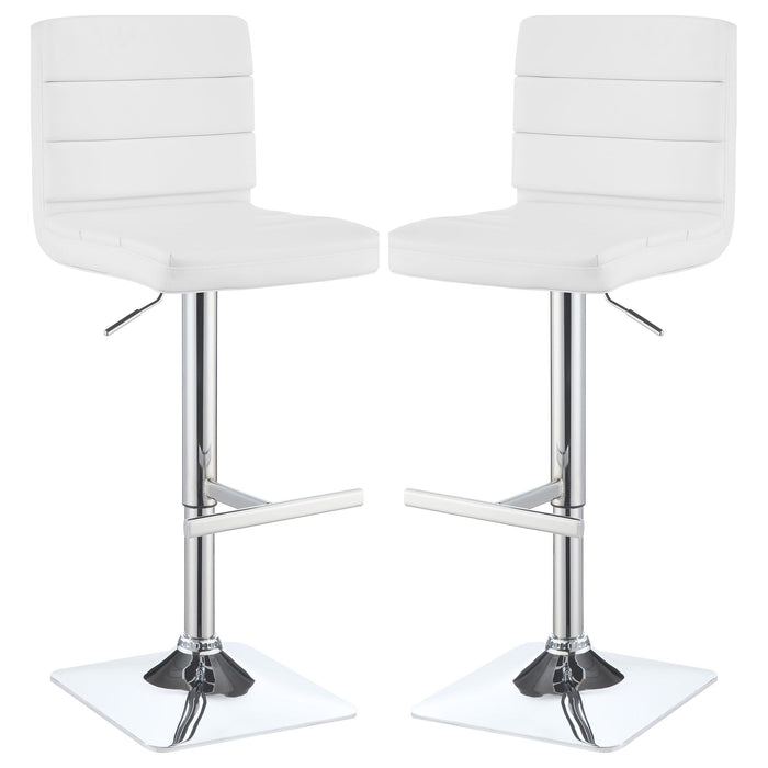 Bianca Upholstered Adjustable Bar Stool White (Set of 2)